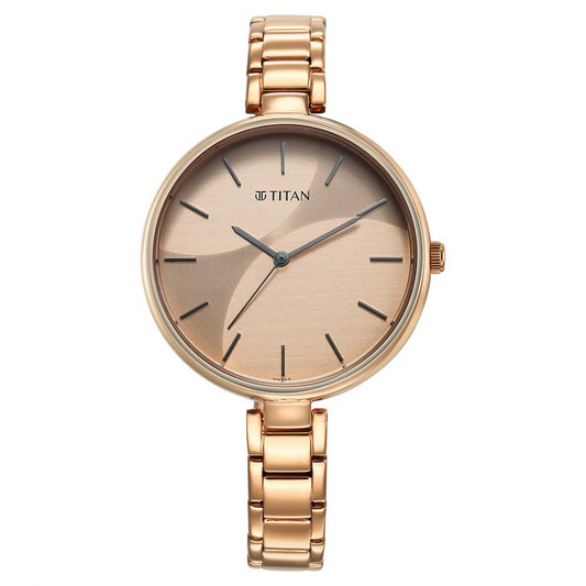 Titan Purple Stackables Quartz Alog Two Toned Dial Stainless Steel Strap Watch for Women