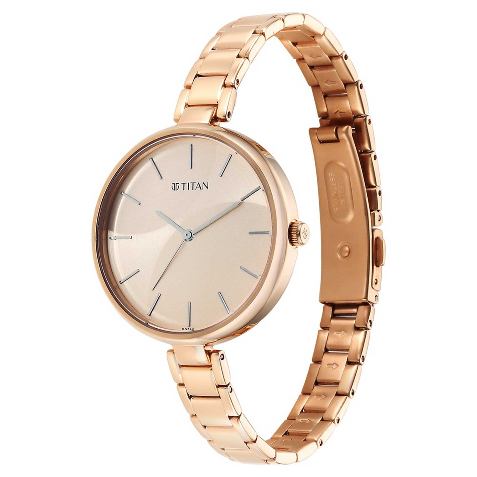 Titan Purple Stackables Quartz Alog Two Toned Dial Stainless Steel Strap Watch for Women
