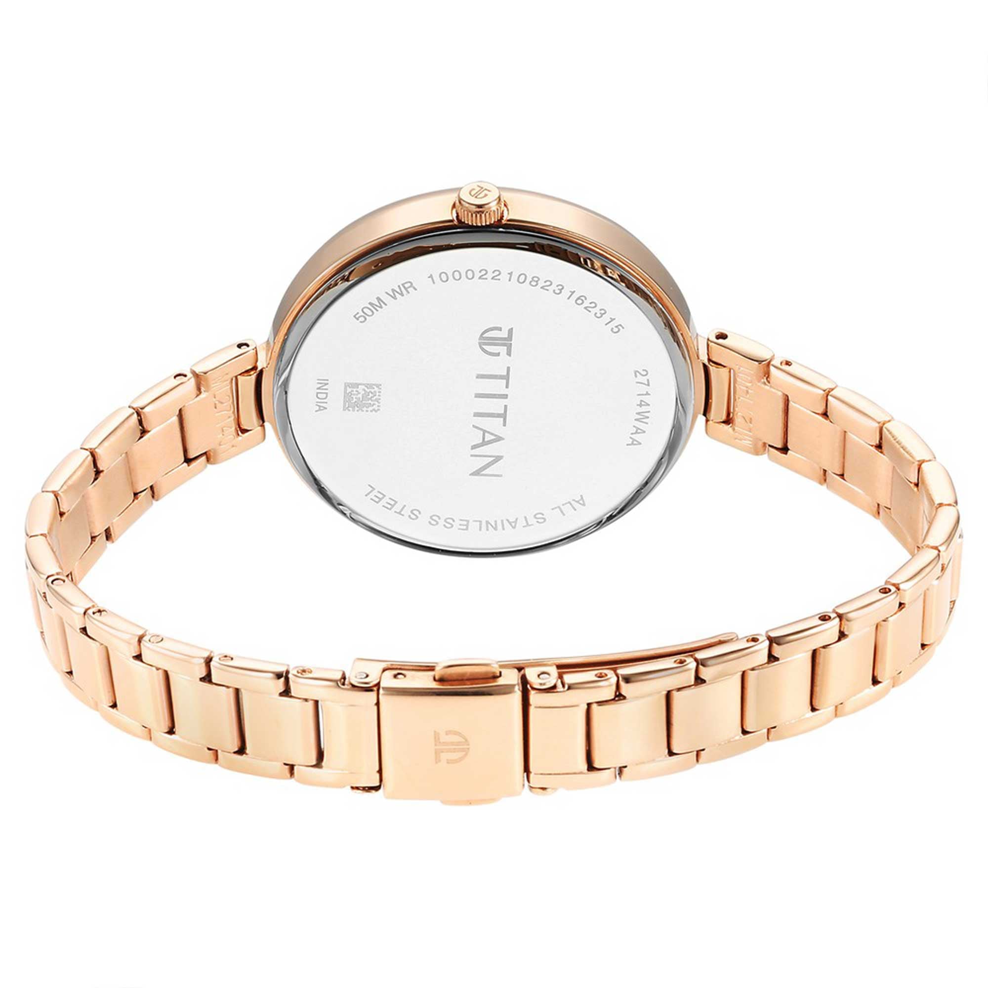 Titan Purple Stackables Quartz Alog Two Toned Dial Stainless Steel Strap Watch for Women