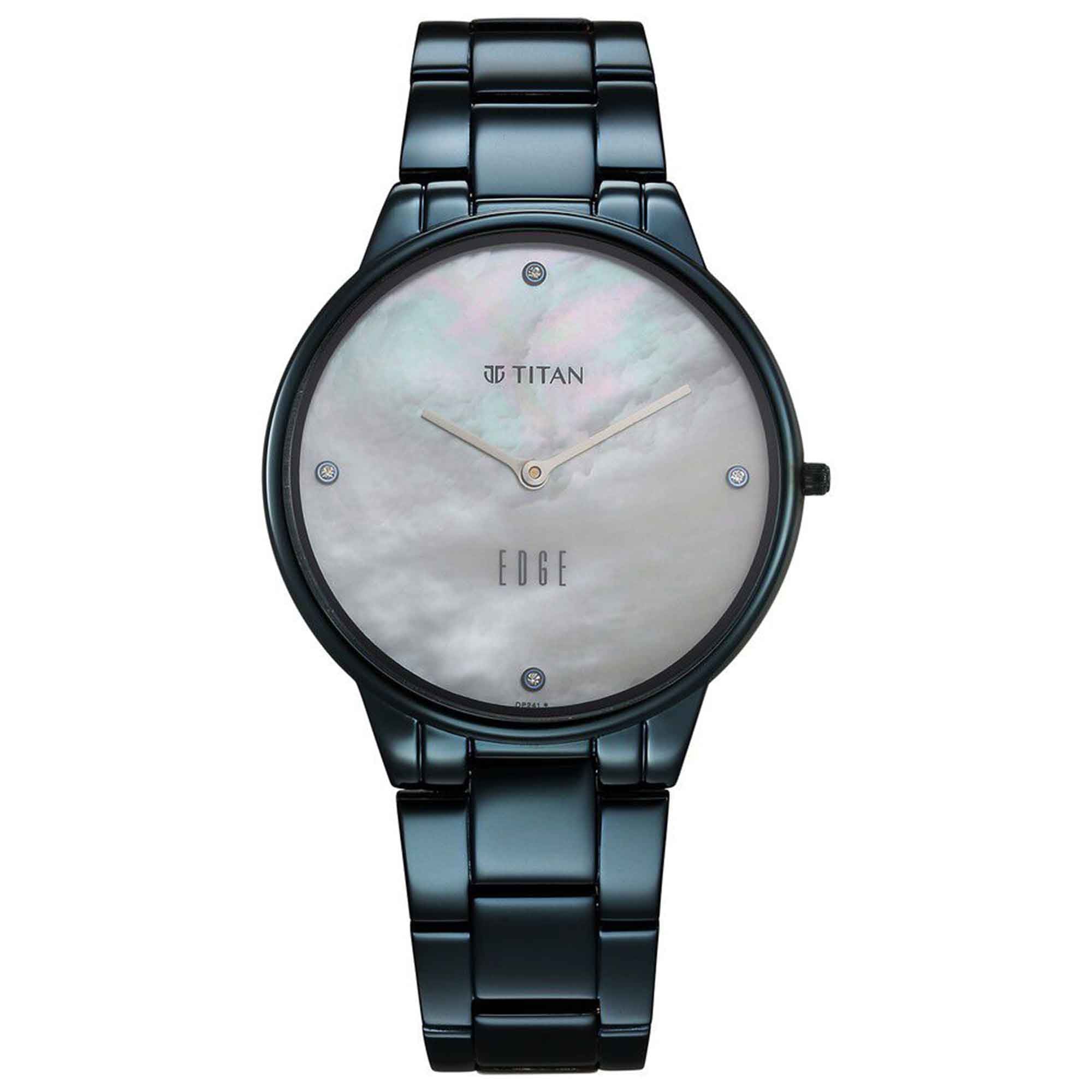 Titan Edge Metal Ladies Allure Quartz Analog Rich Mother Of Pearl Dial Stainless Steel Strap Watch For Women