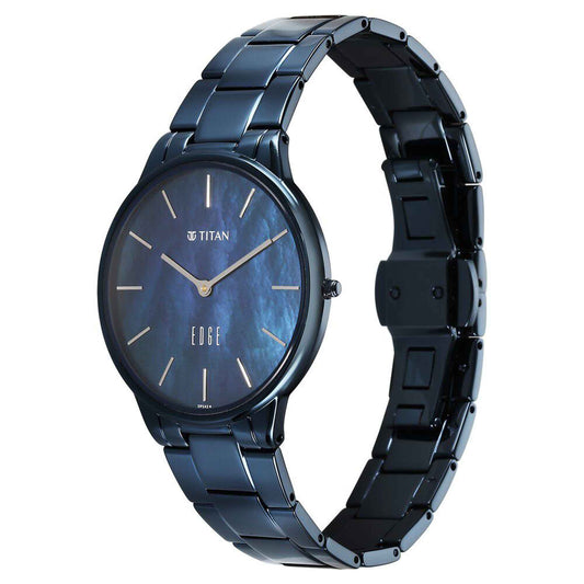 Titan Edge Metal Women Allure Quartz Alog Rich Mother Of Pearl Dial Stainless Steel Strap Watch For Women (2734QM02)