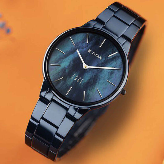Titan Edge Metal Women Allure Quartz Alog Rich Mother Of Pearl Dial Stainless Steel Strap Watch For Women (2734QM02)