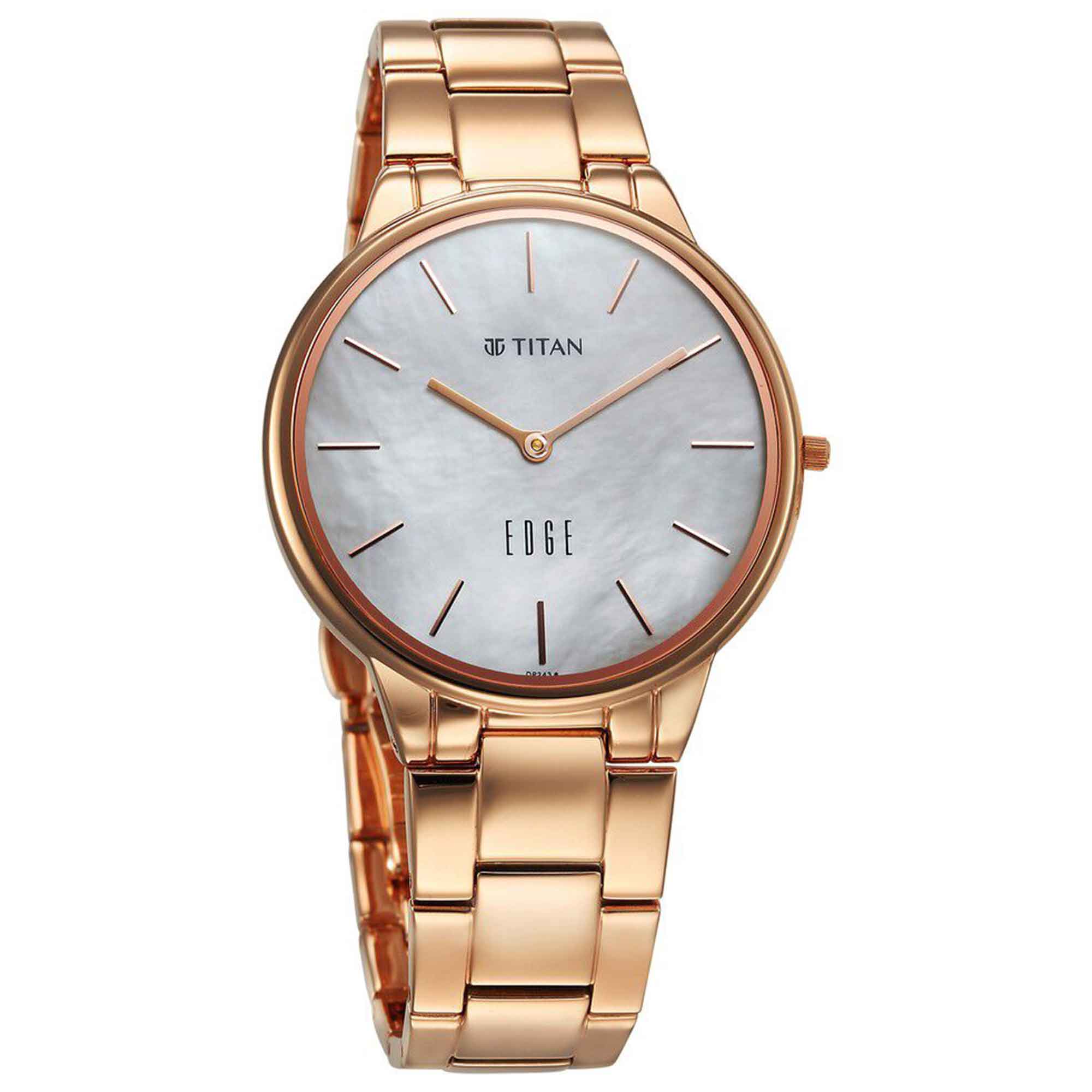 Titan Edge Metal Women Allure Quartz Alog Rich Mother Of Pearl Dial Stainless Steel Strap Watch For Women (2734WM01)