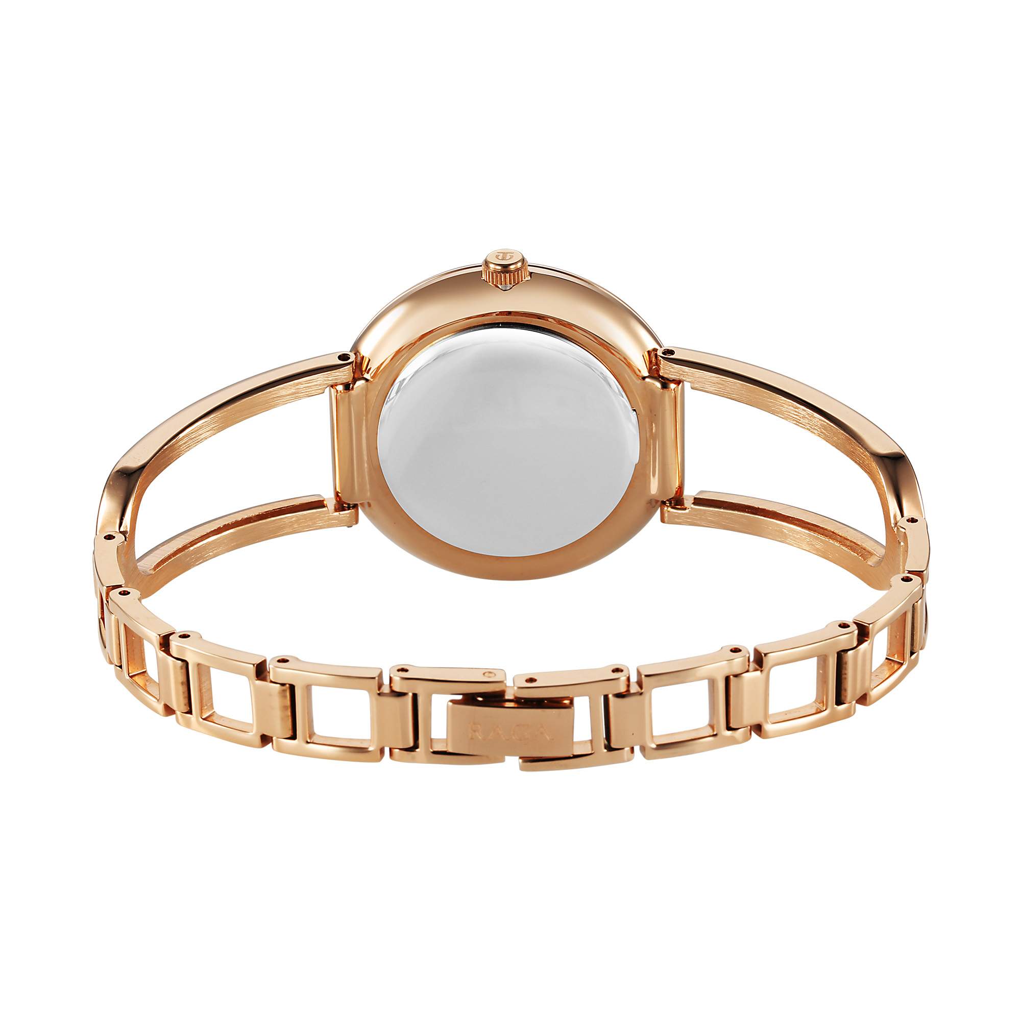 Titan Raga Brown Dial Rose Gold Metal Strap Analog Watch for Women