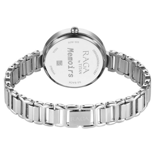 Titan Raga Memoirs Quartz Alog Silver Dial With Silver Color Metal Strap Watch For Women (2752SM01)