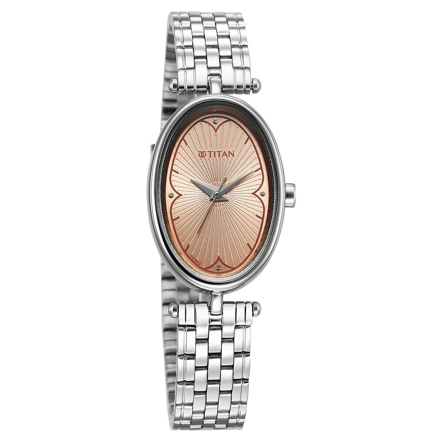 Titan Karishma Quartz Analog Beige Dial Silver Stainless Steel Strap Watch For Women