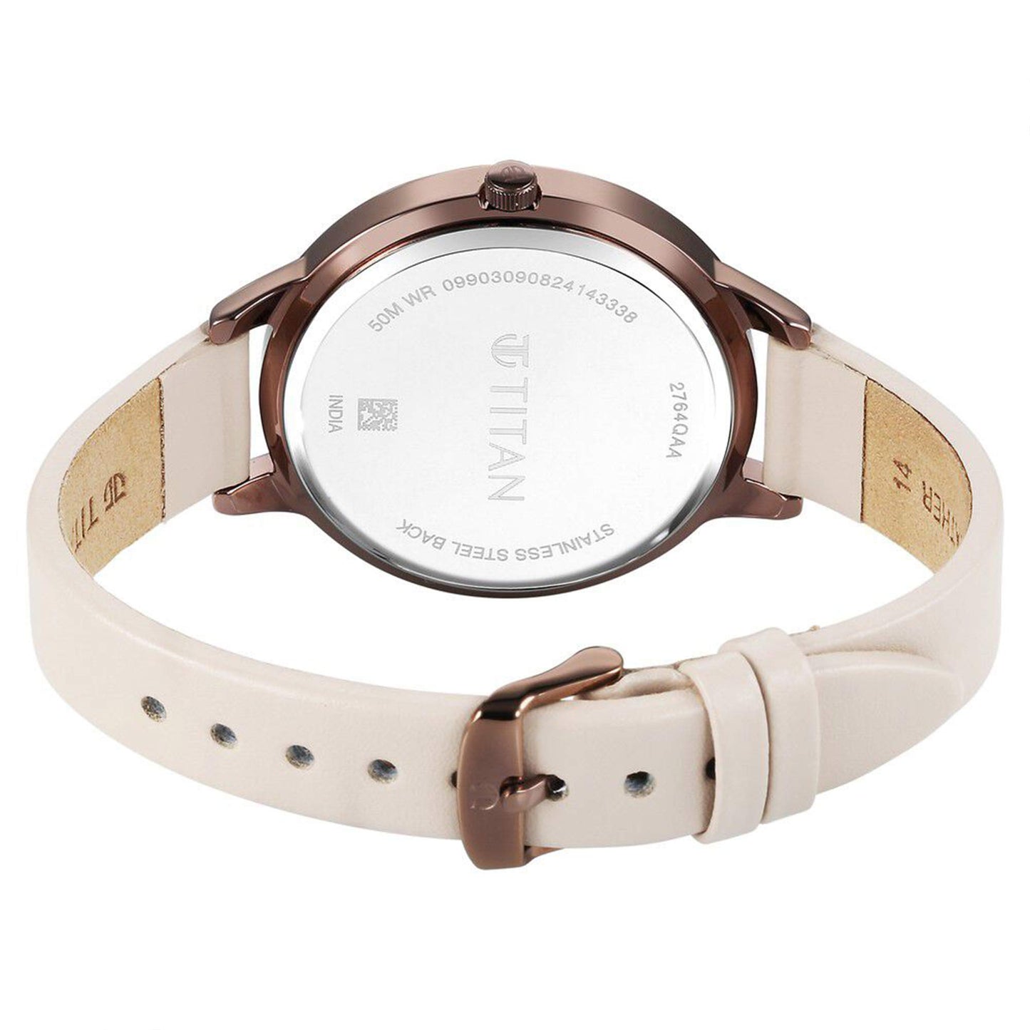 Titan Razzle Dazzle Quartz Analog Brown Dial Leather Strap Watch For Women