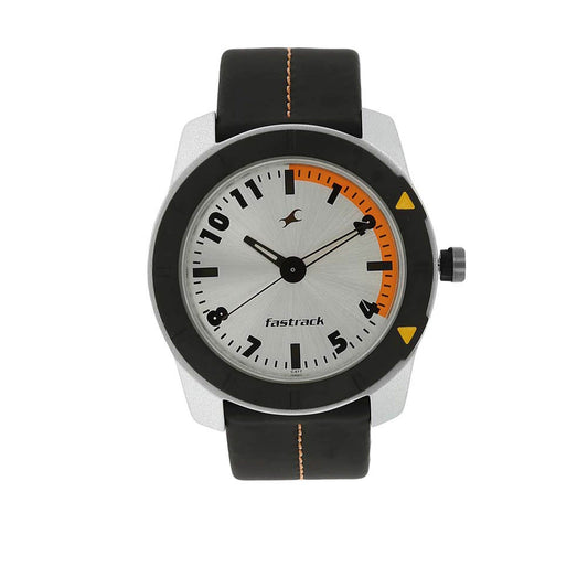 Fastrack Quartz Analog Grey Dial Leather Strap Watch for Guys