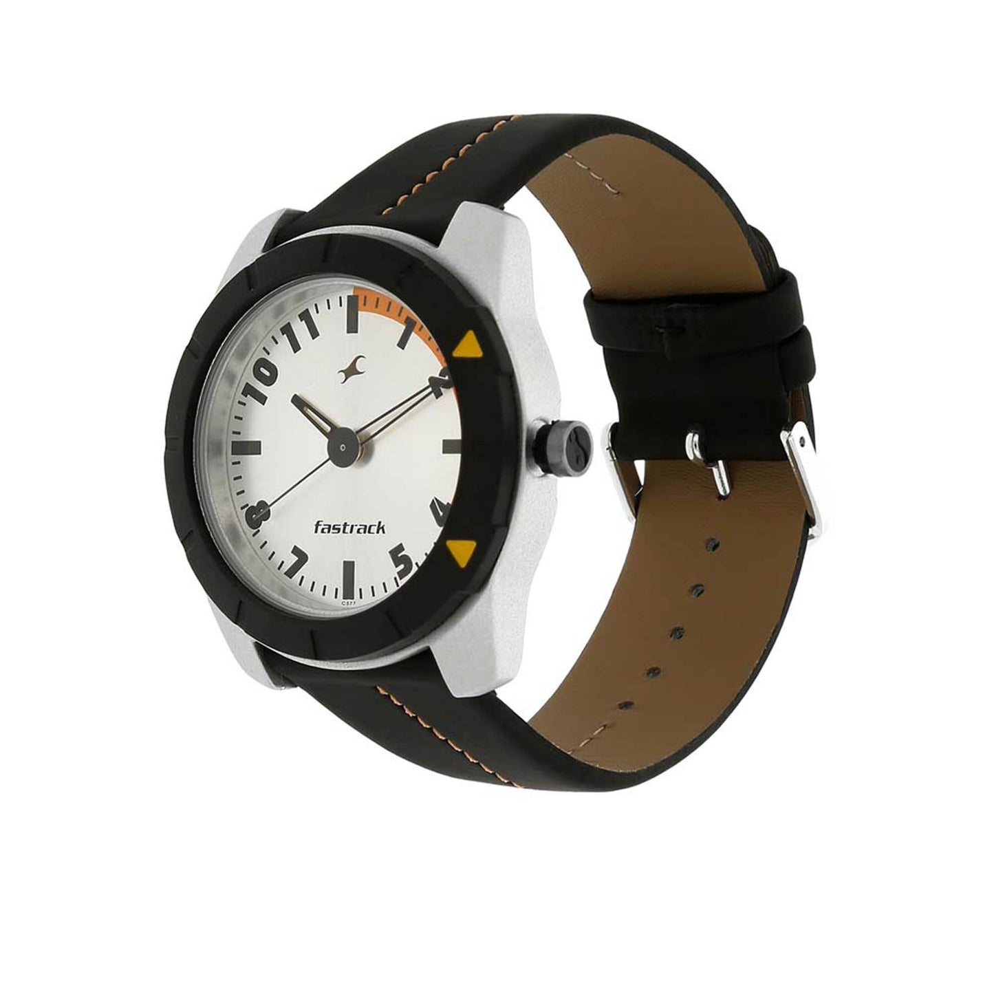 Fastrack Quartz Analog Grey Dial Leather Strap Watch for Guys