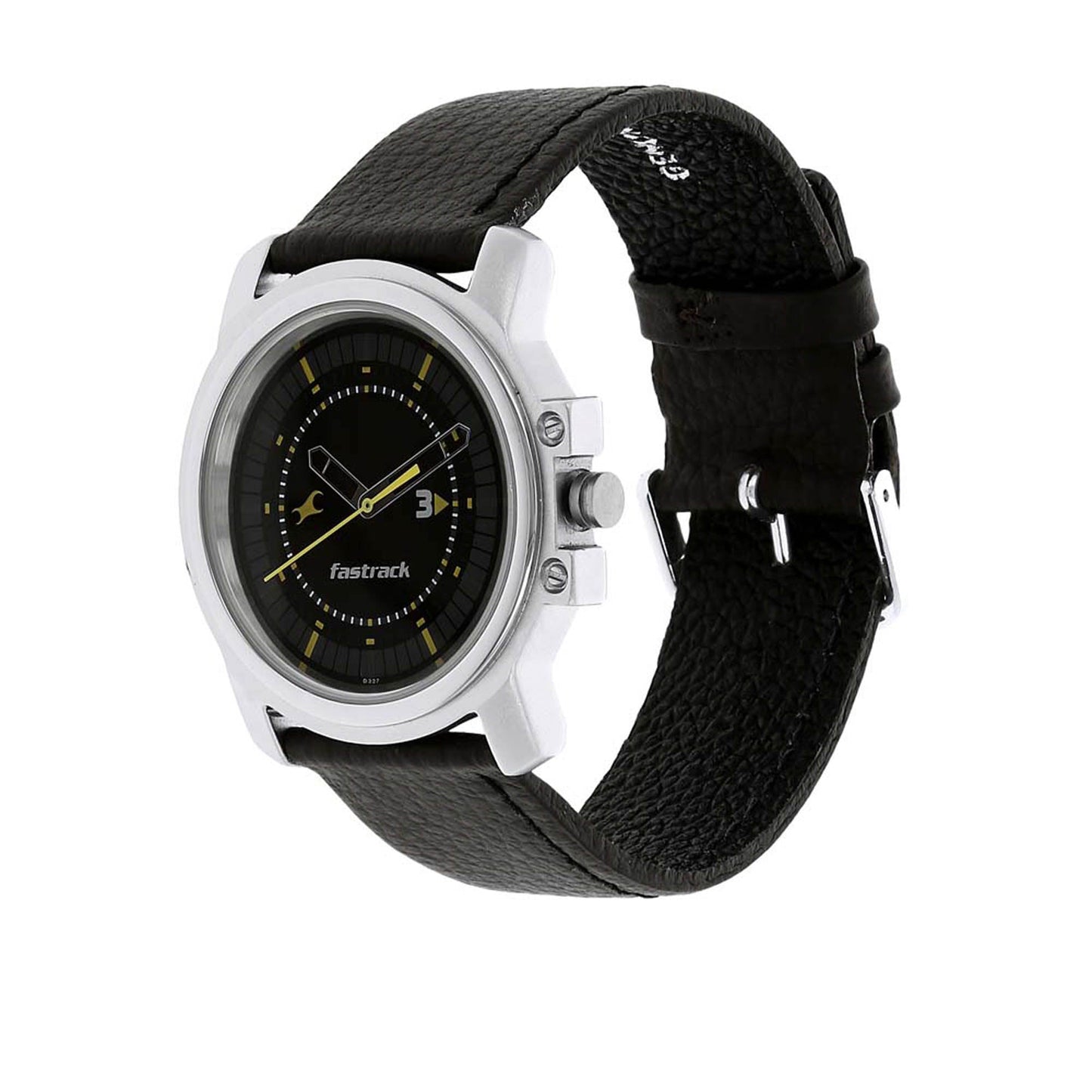 Fastrack Quartz Analog Black Dial Leather Strap Watch for Guys
