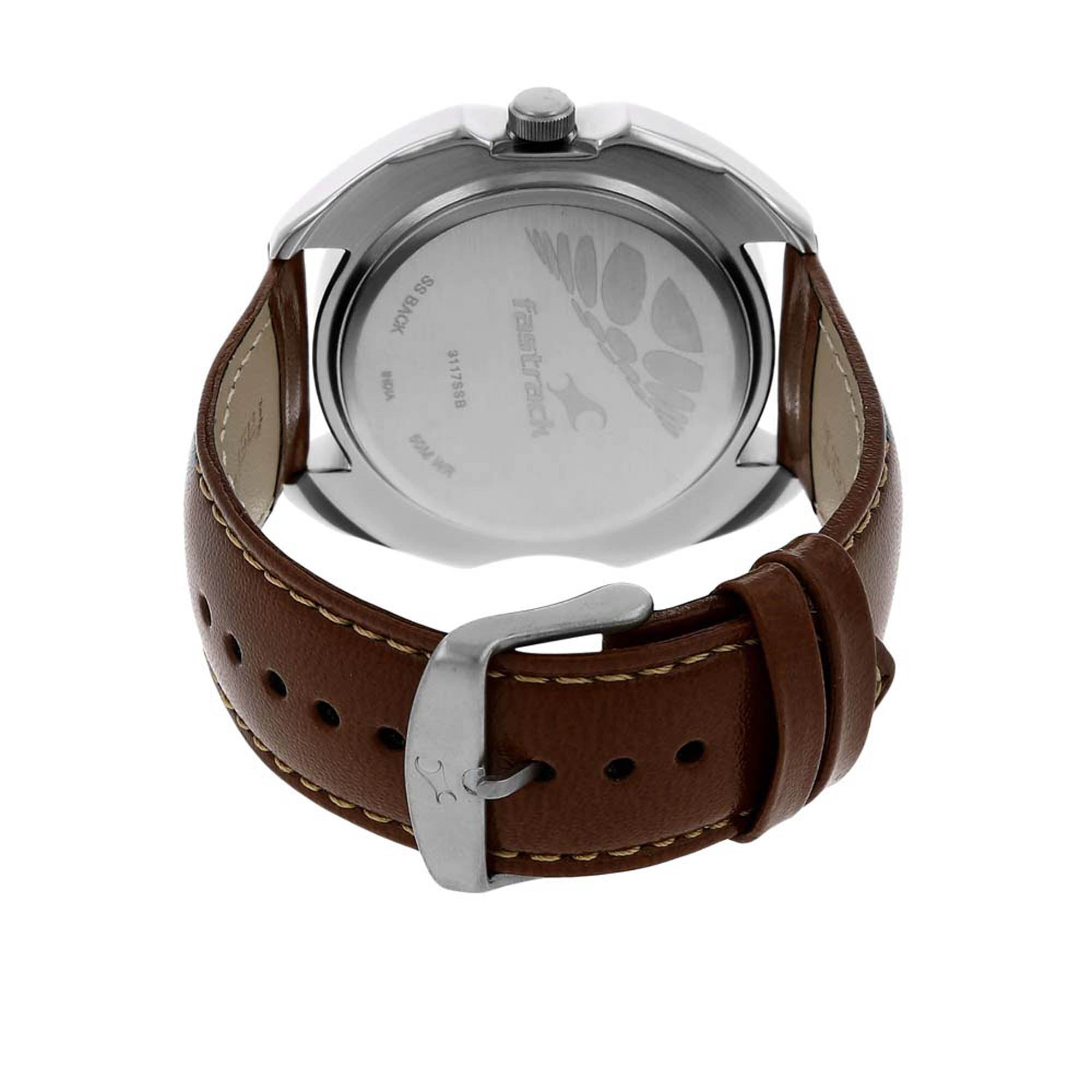 Fastrack Quartz Analog White Dial Leather Strap Watch for Guys