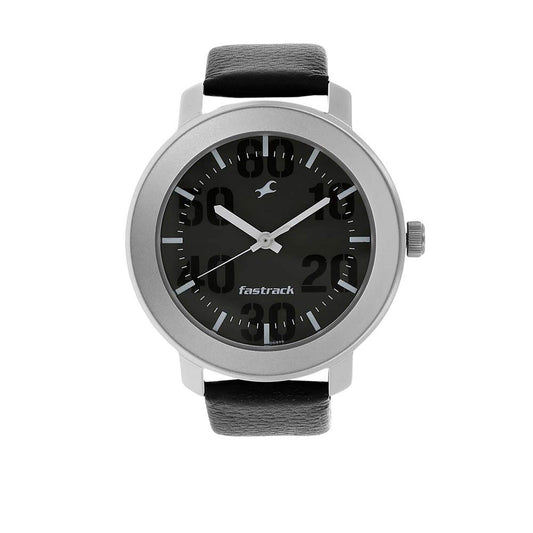 Fastrack Quartz Analog Grey Dial Leather Strap Watch for Guys