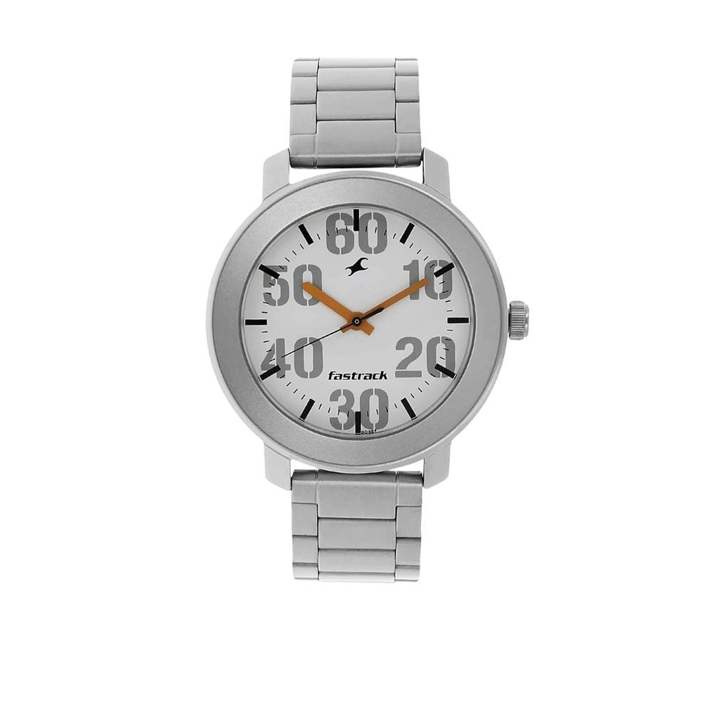 Fastrack Quartz Analog White Dial Stainless Steel Strap Watch for Guys