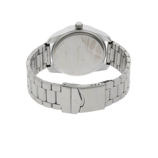 Fastrack Quartz Analog Silver Dial Stainless Steel Strap Watch for Guys