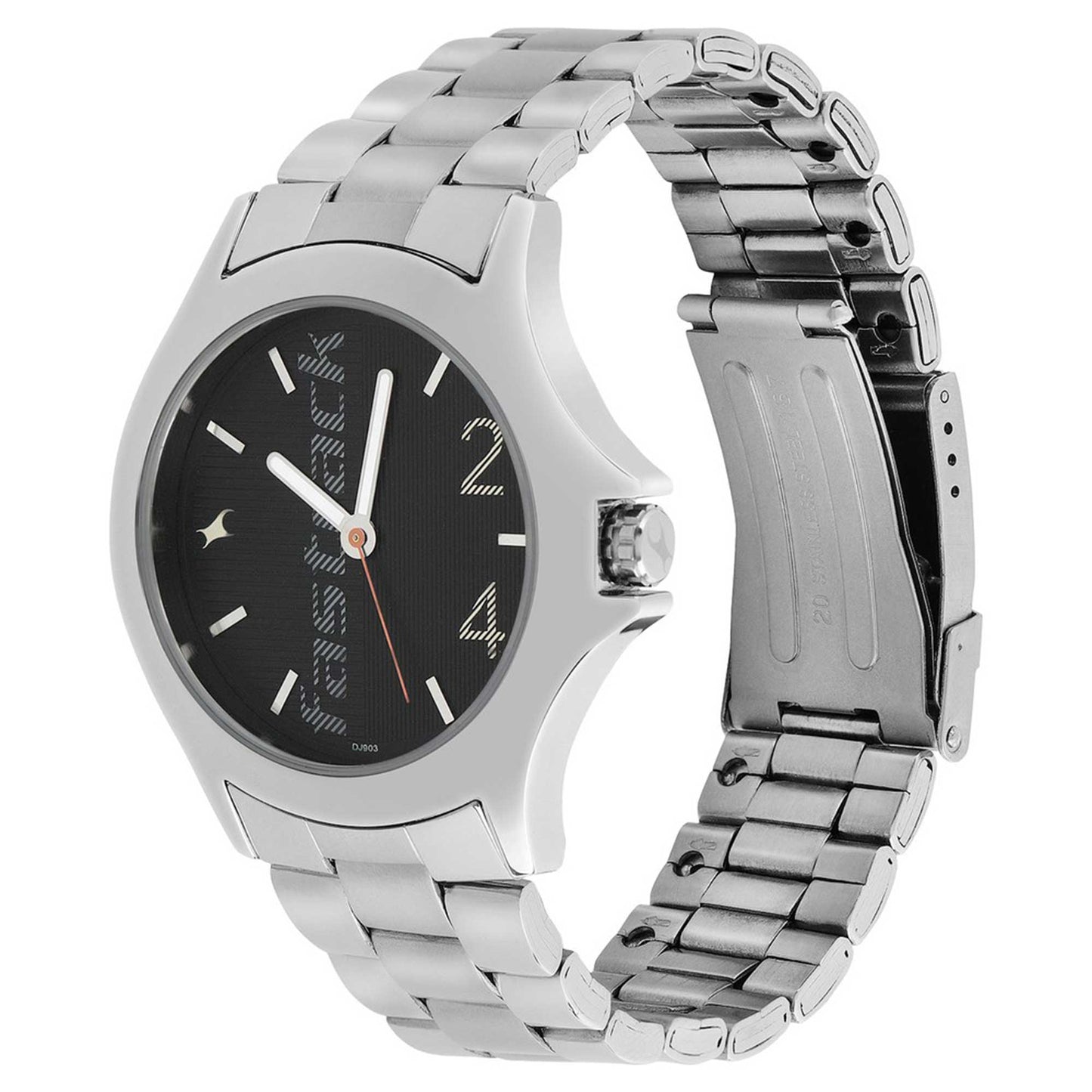 Fastrack Quartz Analog Black Dial Stainless Steel Strap Watch for Guys
