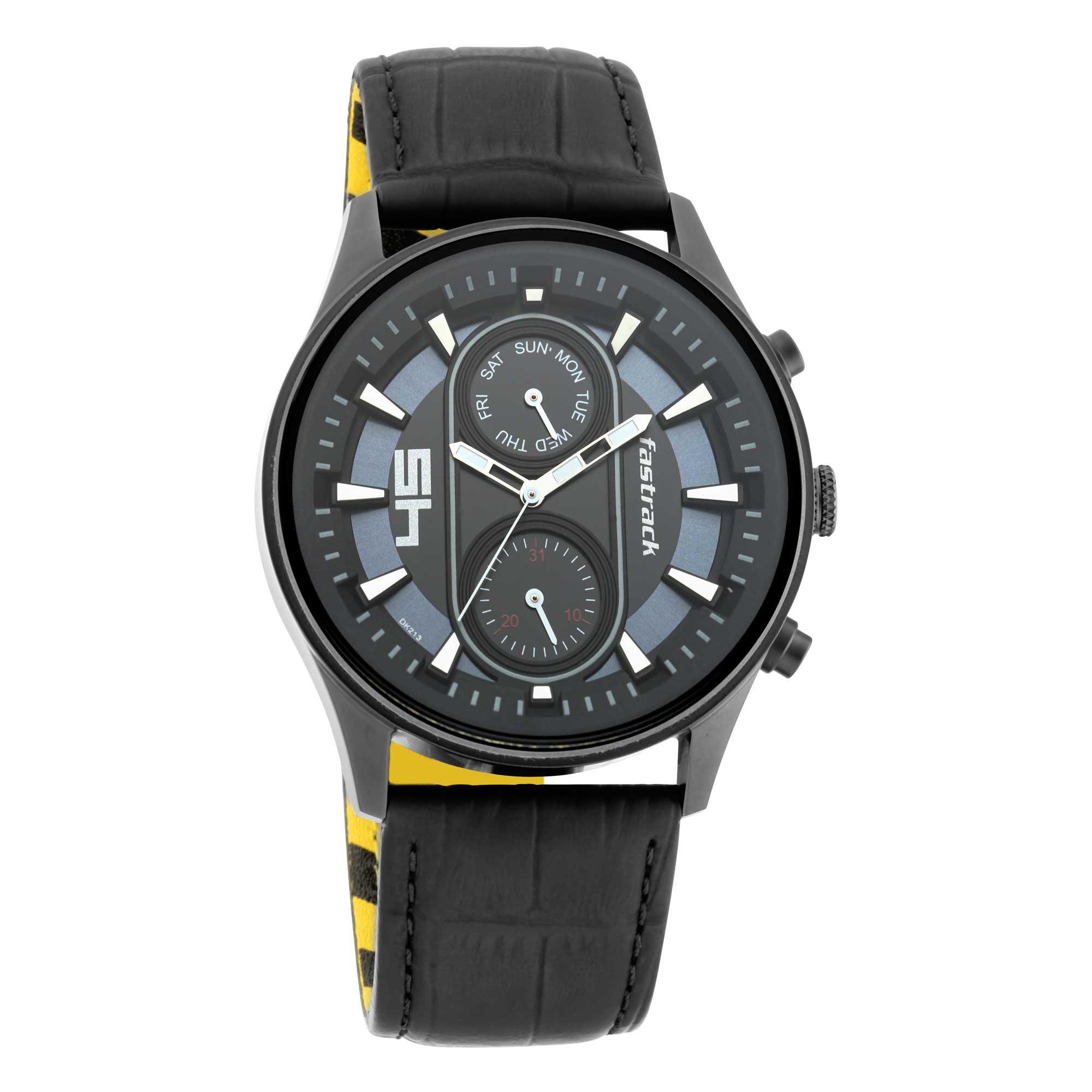 FastFit Watch with Black Dial & Leather Strap (3224NL01)