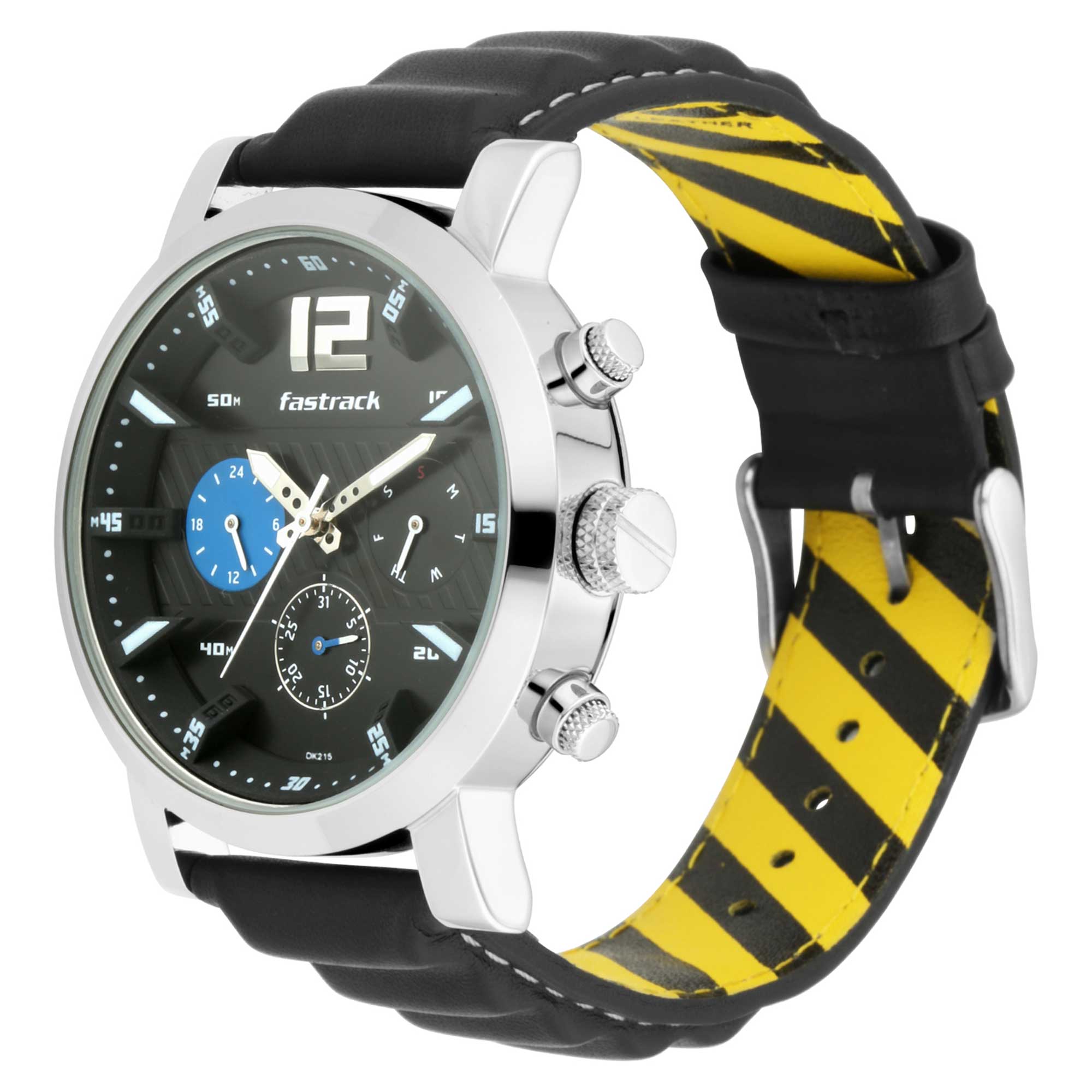 FastFit Watch with Black Dial and Leather Strap (3227SL01)