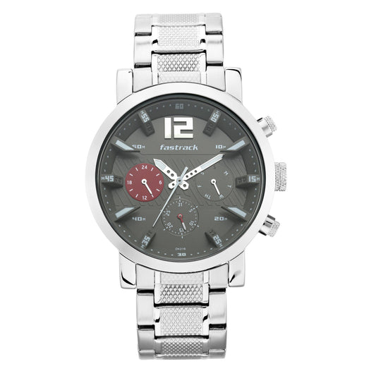 Fastrack Fastfit Quartz Multifunction Grey Dial Stainless Steel Strap Watch for Guys