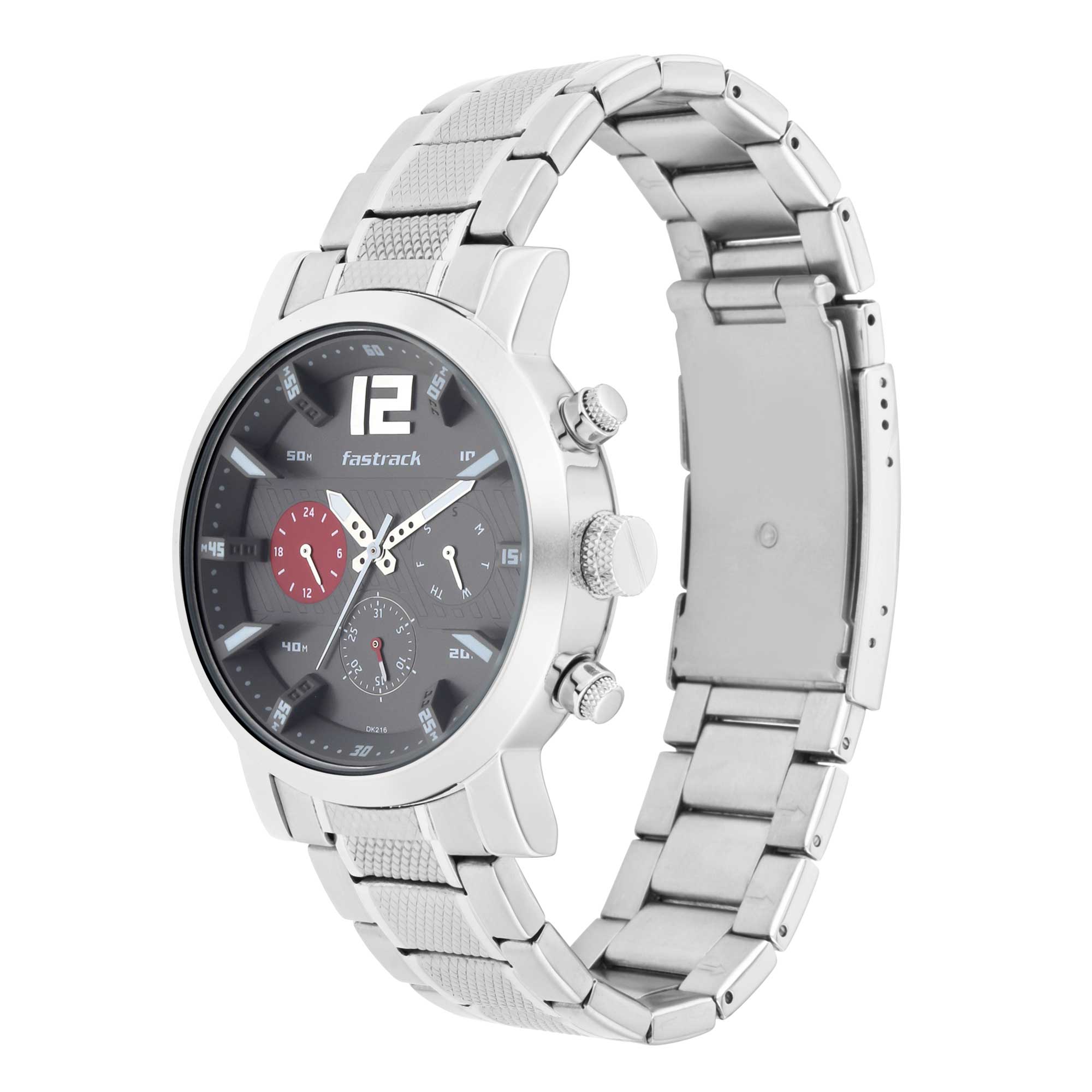 Fastrack Fastfit Quartz Multifunction Grey Dial Stainless Steel Strap Watch for Guys