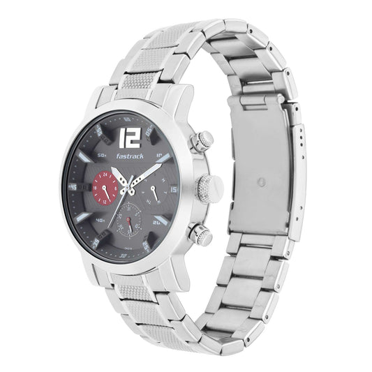 Fastrack Fastfit Quartz Multifunction Grey Dial Stainless Steel Strap Watch for Guys
