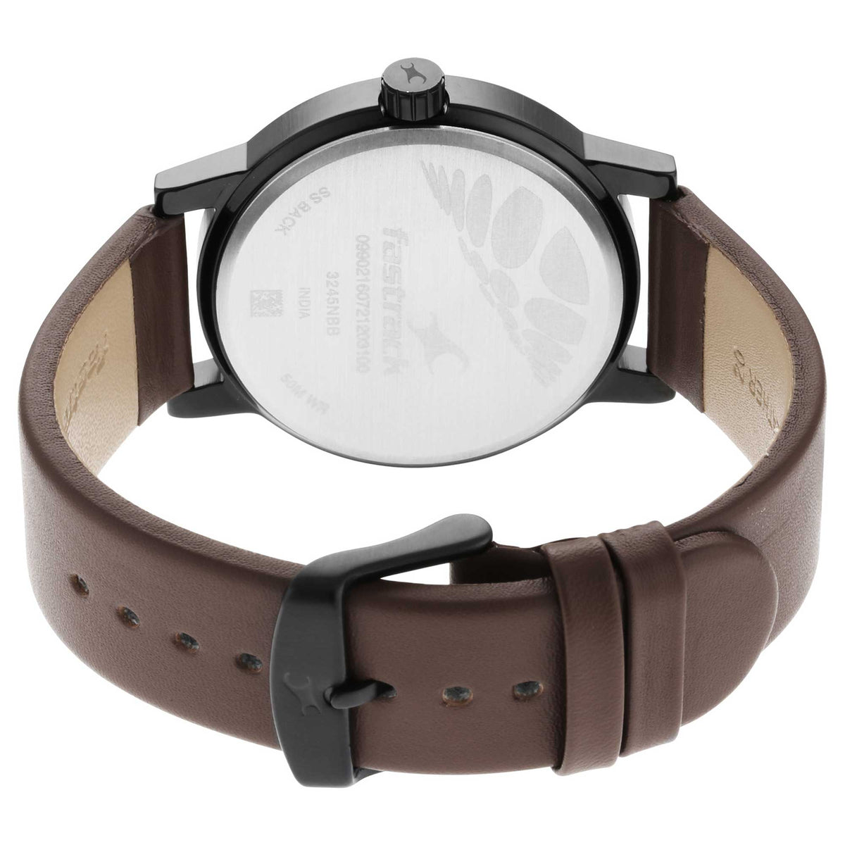 Fastrack Orange Dial Brown Leather Strap Analog Watch for Men
