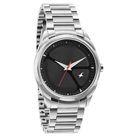 Fastrack MetaWe Quartz Analog Black Dial Stainless Steel Strap Watch For Guys