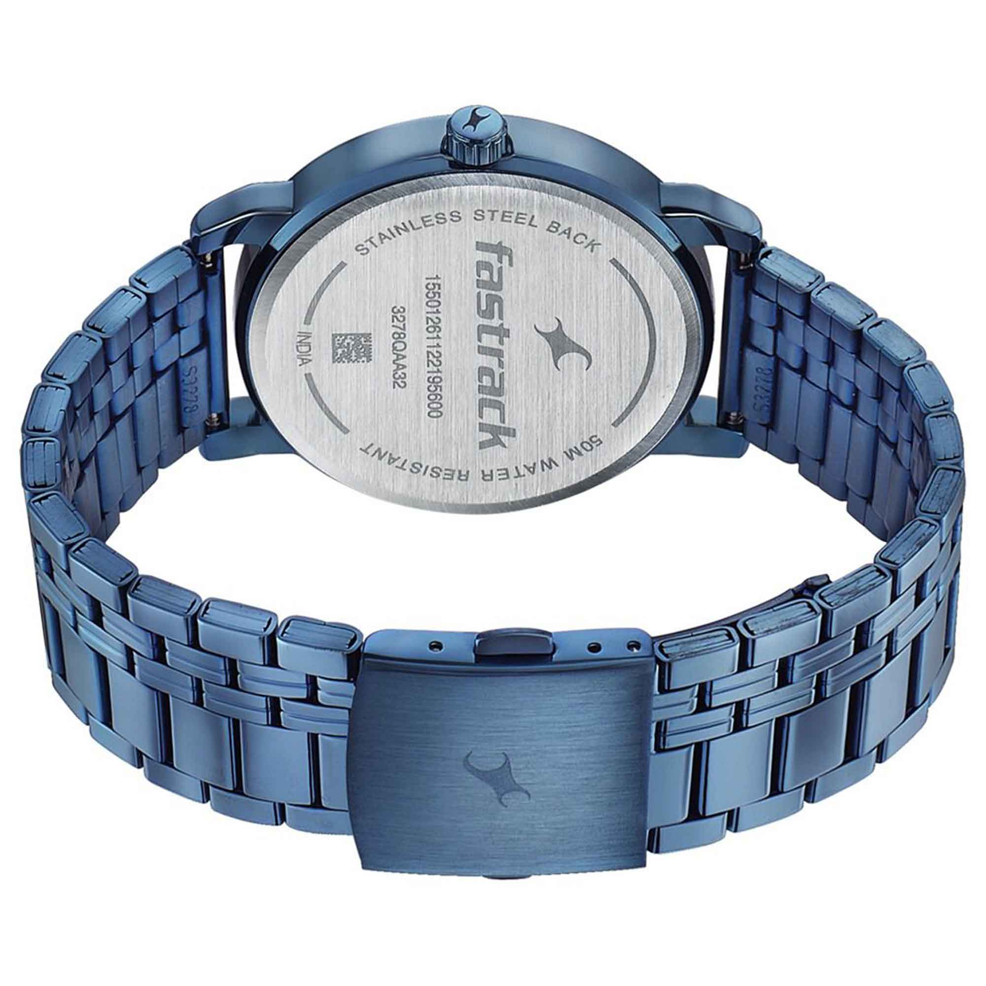 Fastrack Style Up Blue Dial Stainless Steel Strap Watch for Guys