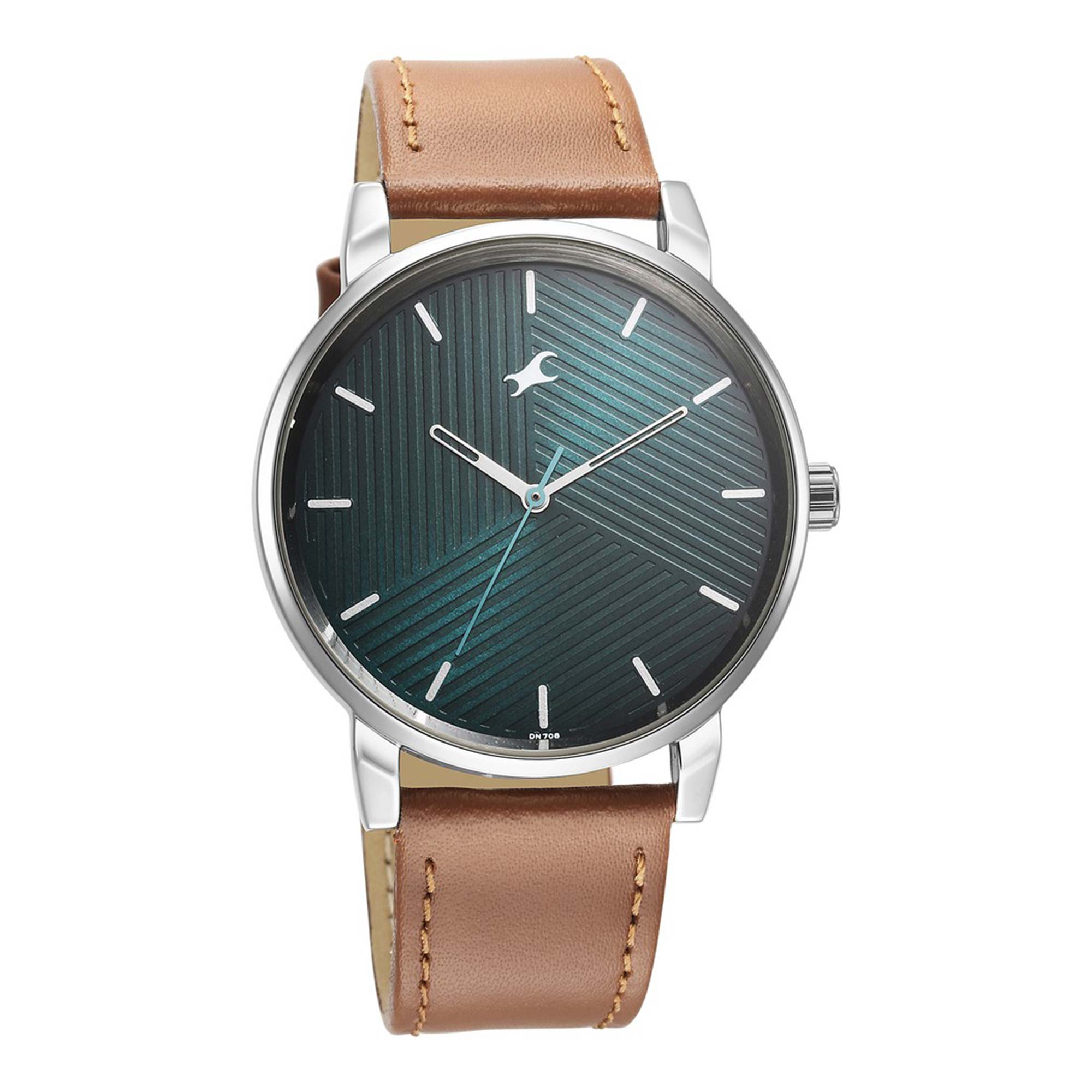 Fastrack Stunners Green Dial Leather Strap Watch for Guys