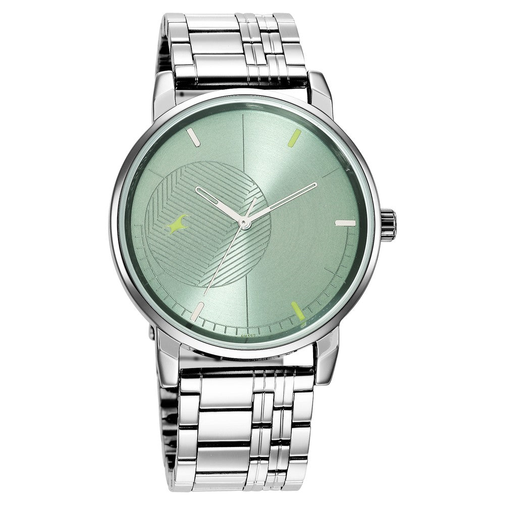 Fastrack Stunners Quartz Analog Green Dial Metal Strap Watch for Guys