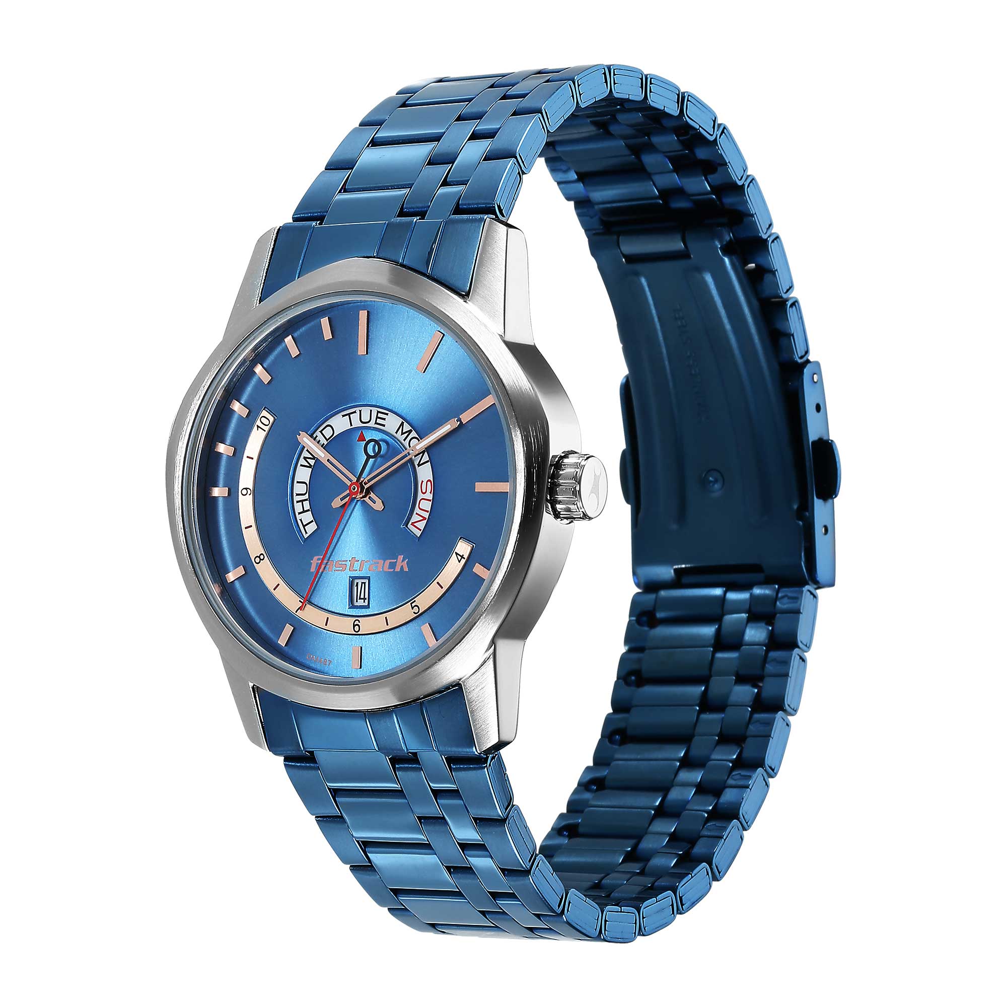 Exuberant Alog with Day and Date Blue Dial Watch (3279KM01)