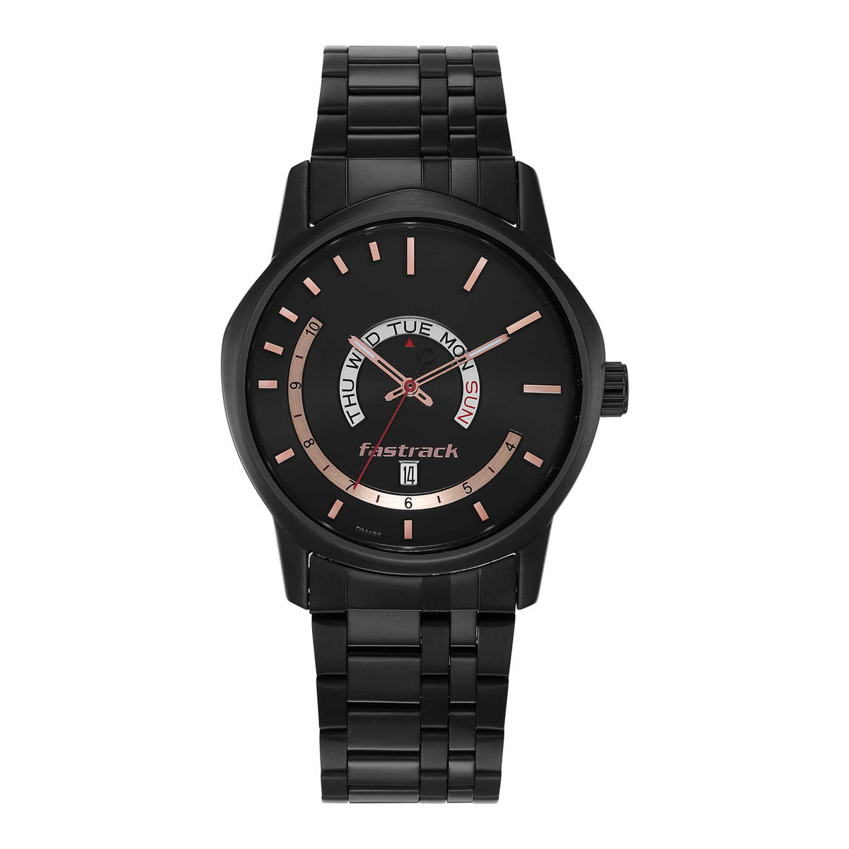 Exuberant Black Dial Stainless Steel Strap Watch for Guys (3279NM01)