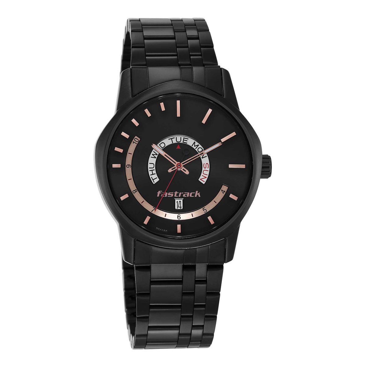 Exuberant Black Dial Stainless Steel Strap Watch for Guys (3279NM01)