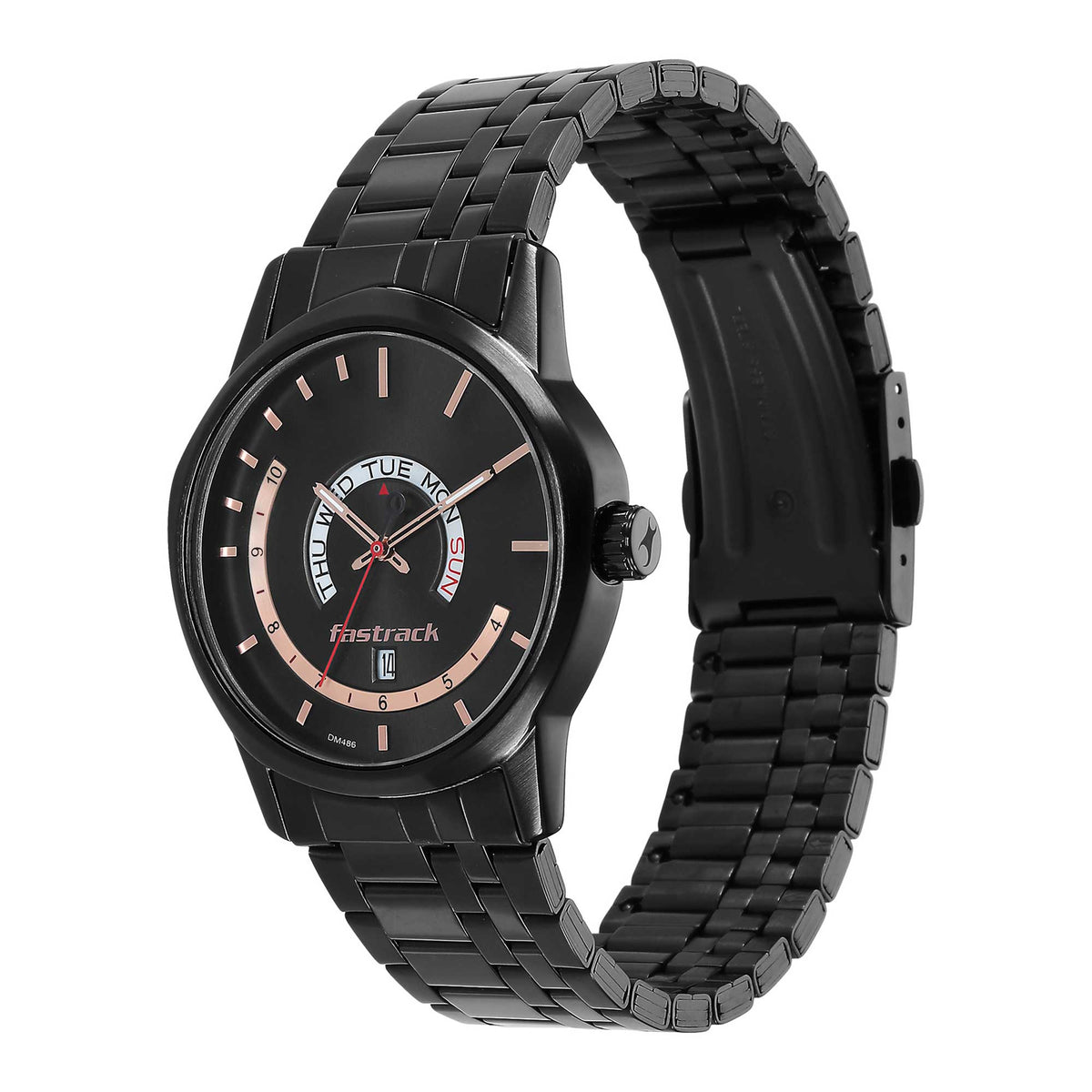Exuberant Black Dial Stainless Steel Strap Watch for Guys (3279NM01)