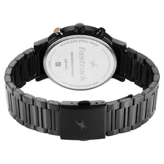 Fastrack Tick Tock Quartz Analog Black Dial With Black Stainless steel Strap Watch for Guys