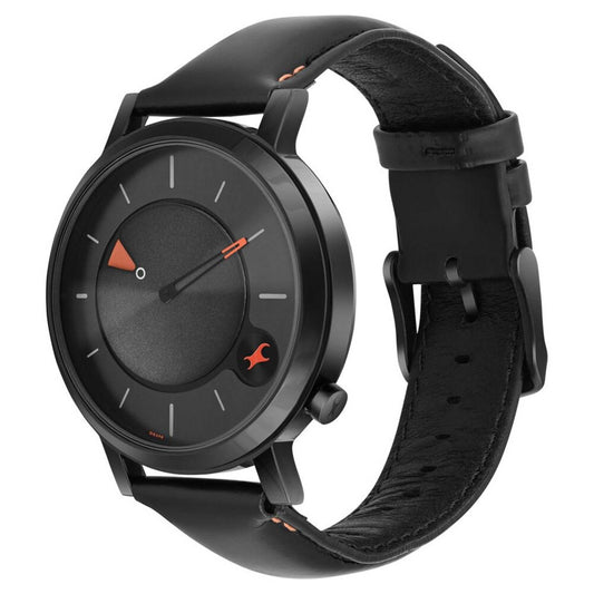 Fastrack MetaWe Quartz Analog Black Dial Leather Strap Watch For Guys