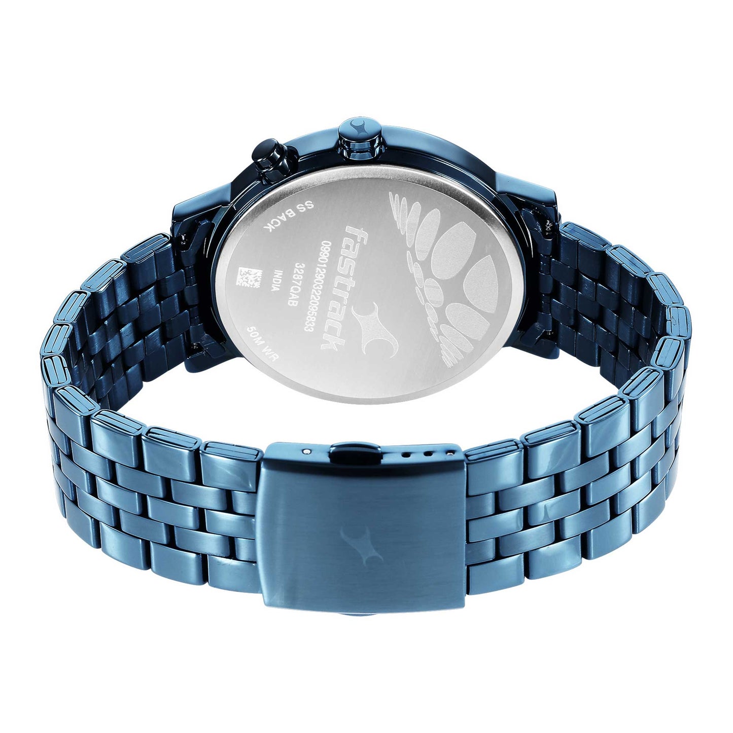 Fastrack Fashion Black Dial Blue Metal Strap Multifunction Watch for Men