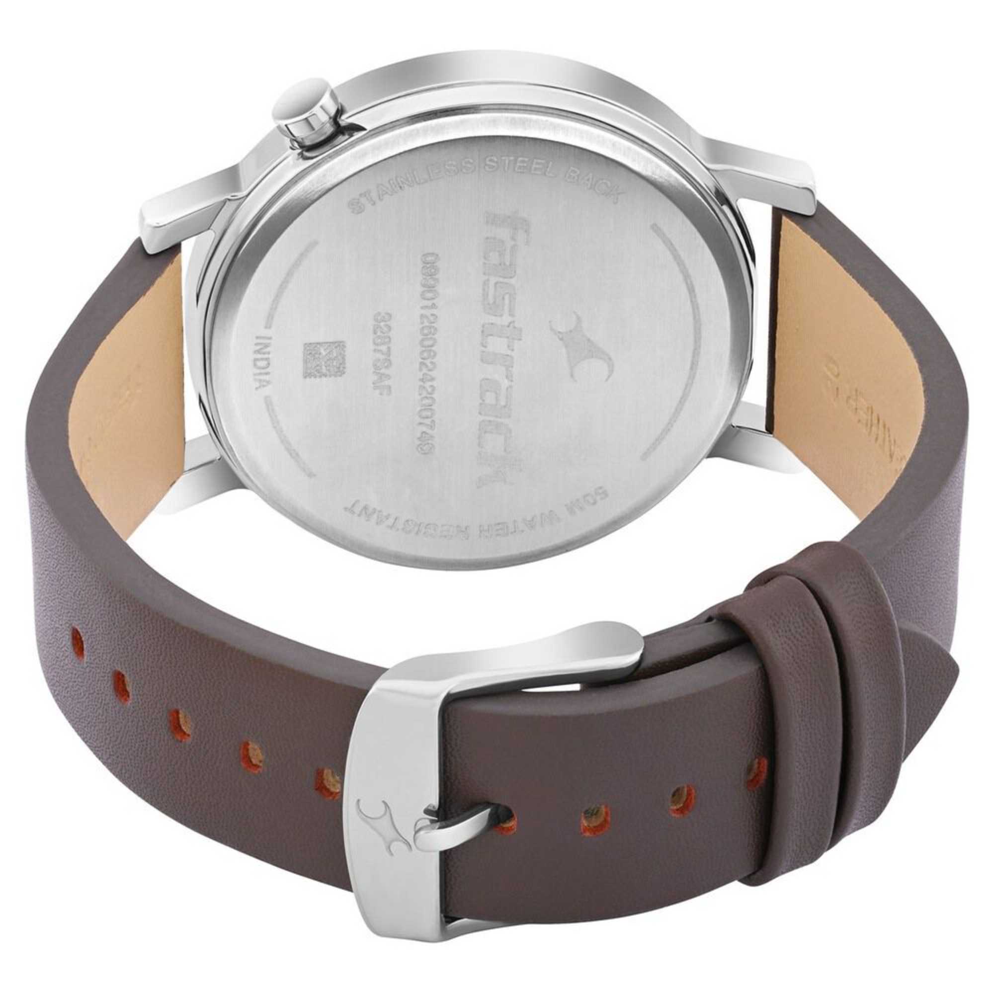 Fastrack MetaWe Quartz Analog Green Dial Leather Strap Watch For Guys