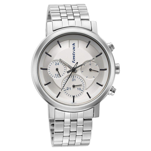 Fastrack Tick Tock White Dial Watch for Guys 3287SM01