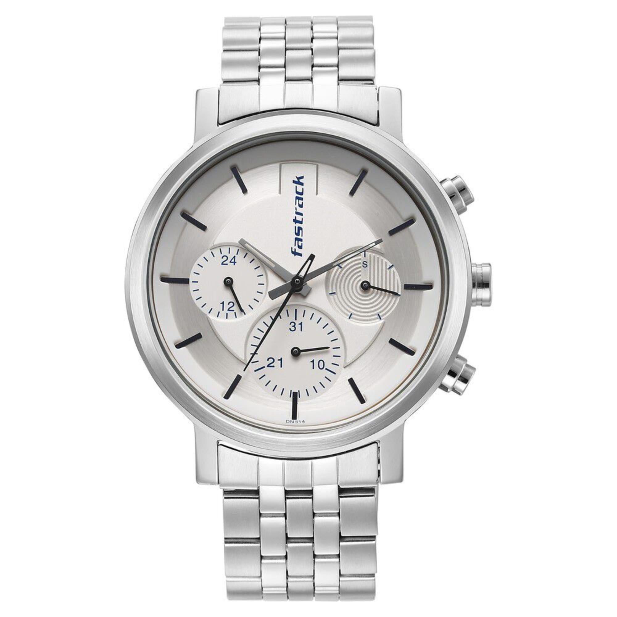 Fastrack Tick Tock White Dial Watch for Guys 3287SM01