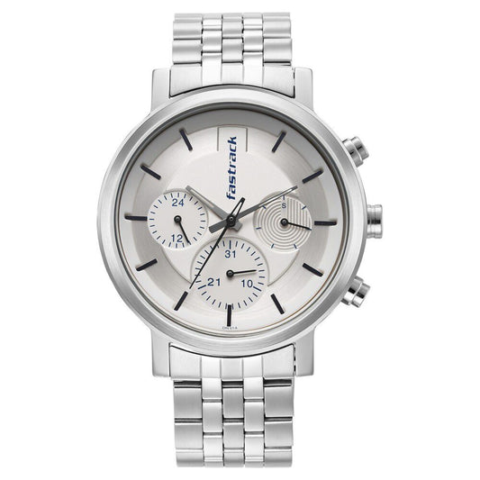 Fastrack Tick Tock White Dial Watch for Guys 3287SM01