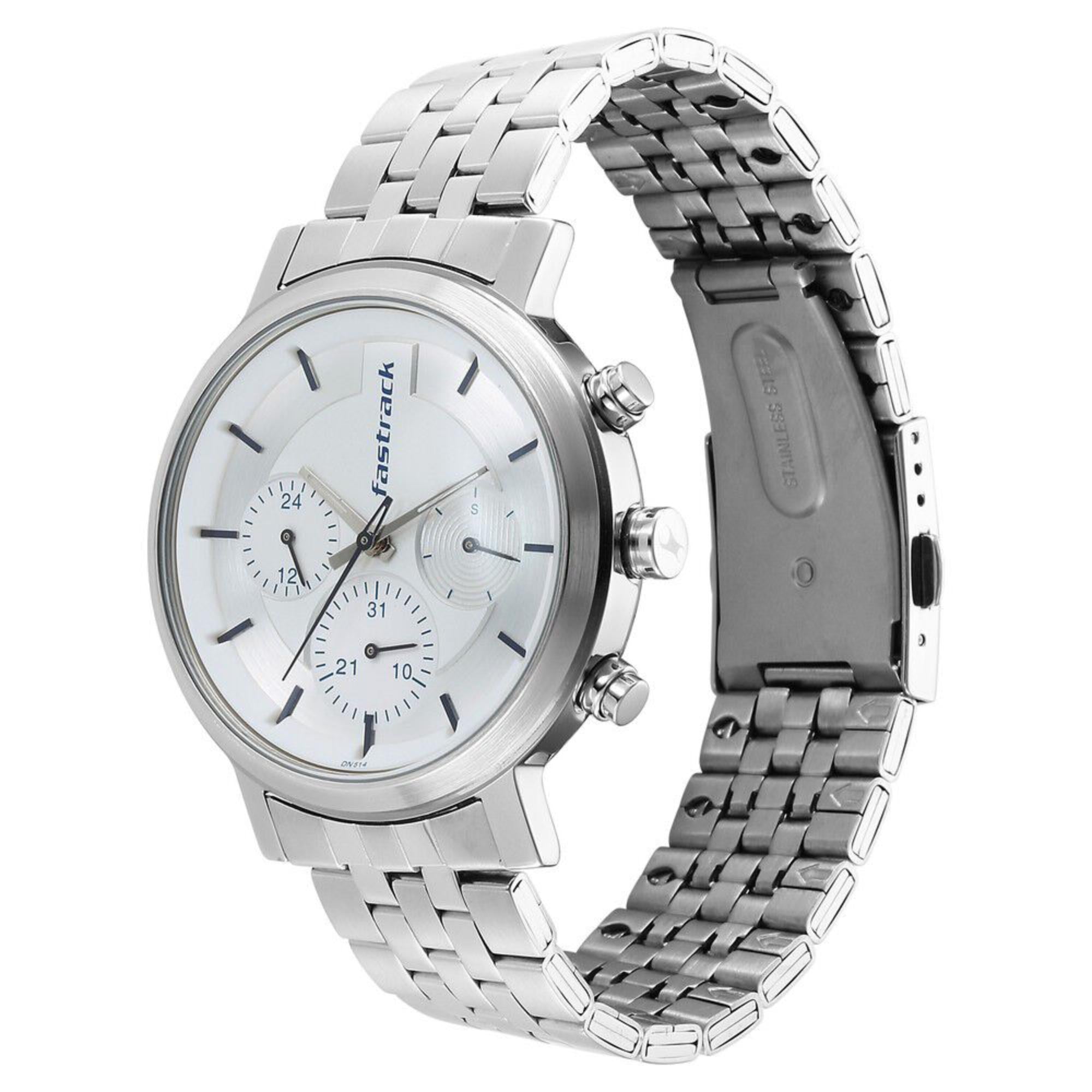 Fastrack Tick Tock White Dial Watch for Guys 3287SM01