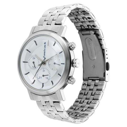 Fastrack Tick Tock White Dial Watch for Guys 3287SM01