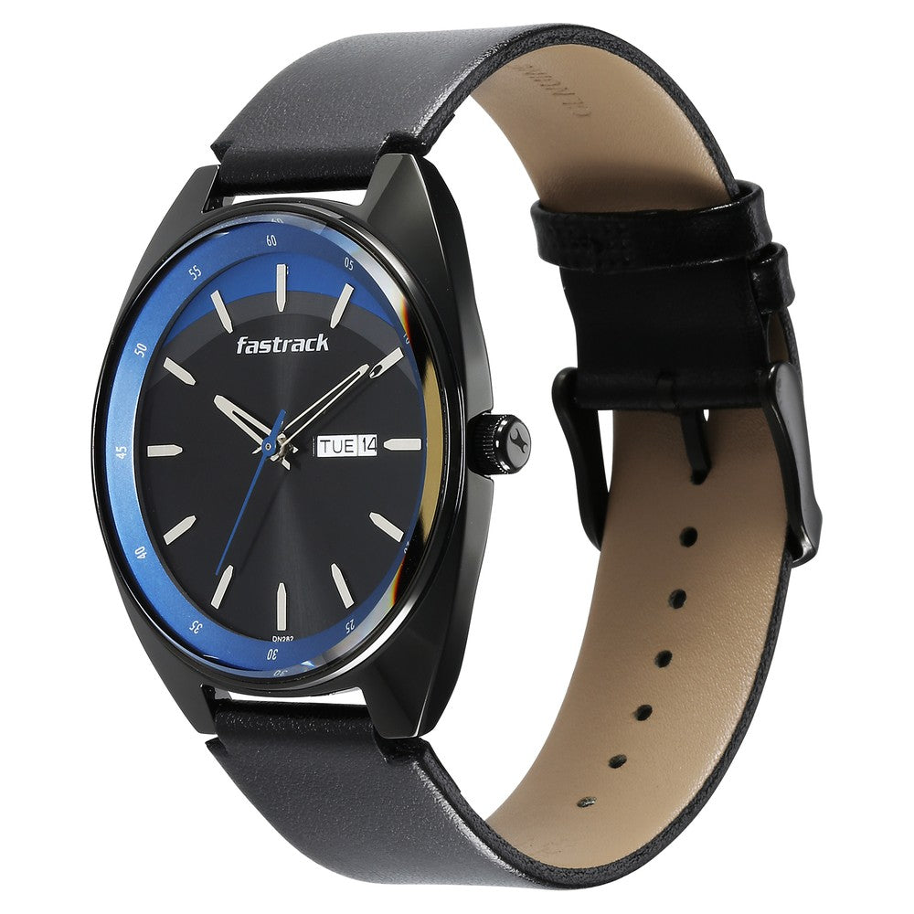 Fastrack Snob X Black Dial Leather Strap Watch for Guys