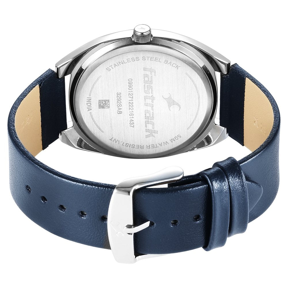 Fastrack Snob X Silver Dial Leather Strap Watch for Guys