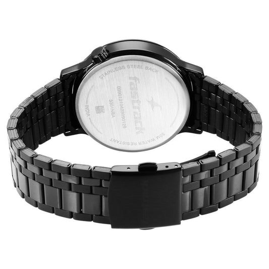 Fastrack Fashion Black Dial Metal Strap Multifunction Watch for Men
