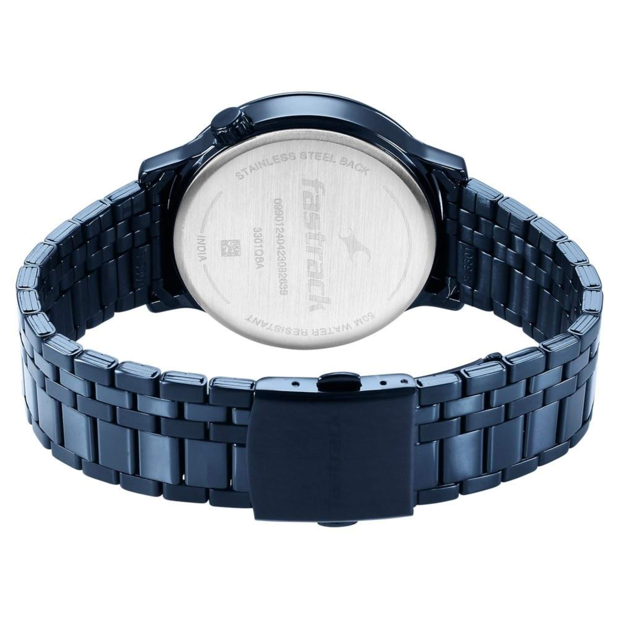 Fastrack Fashion Blue Dial Metal Strap Multifunction Watch for Men