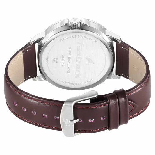 Fastrack Exuberant Quartz Multifunction Blue Dial Leather Strap Watch for Guys