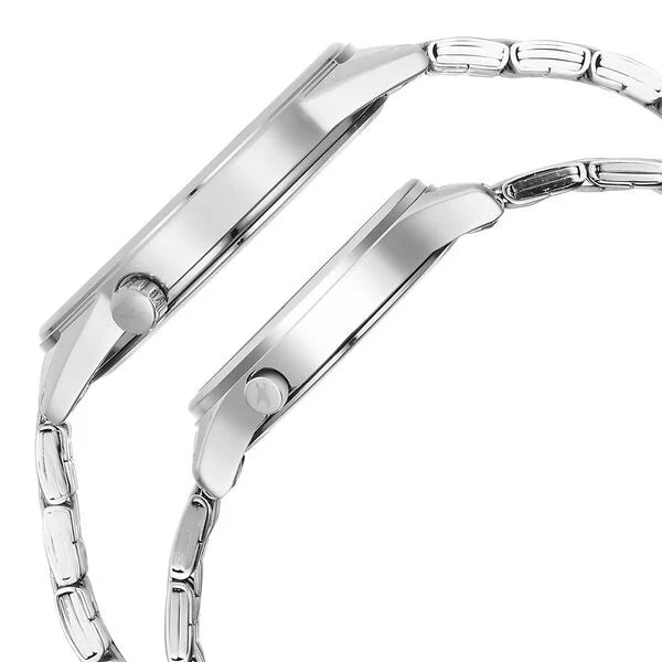 Fastrack Mixmatch Blue Dial Silver Metal Strap Analog Quartz Watch For Couple