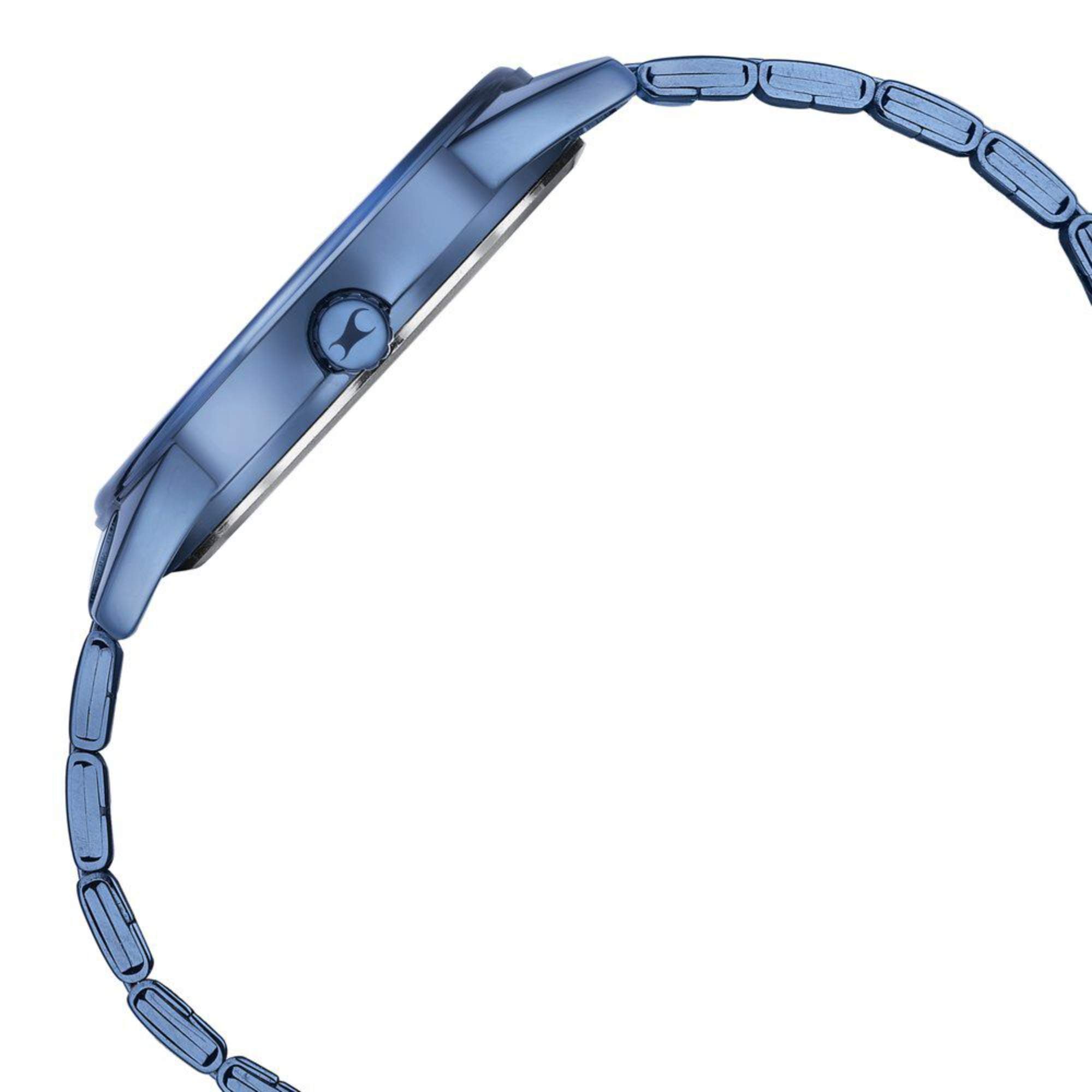 Fastrack Stunnerse Quartz Analog Blue Dial With Blue Metal Strap Watch for Guys