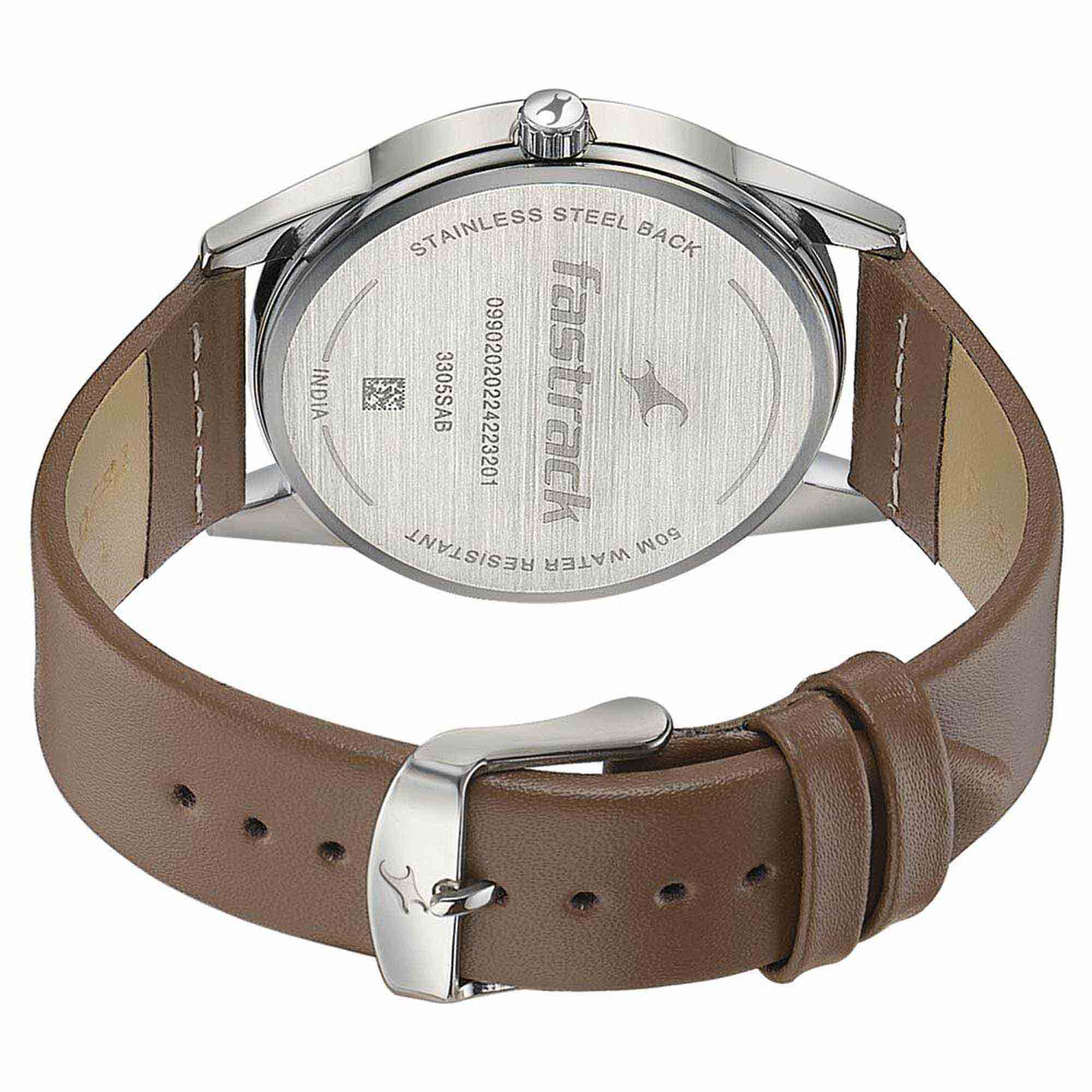 Fastrack Stunners Quartz Analog Blue Dial Leather Strap Watch for Guys